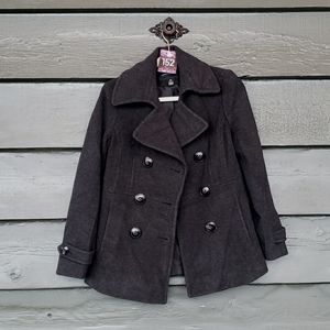 152 London Fog Charcoal Wool Pea Coat sz SP